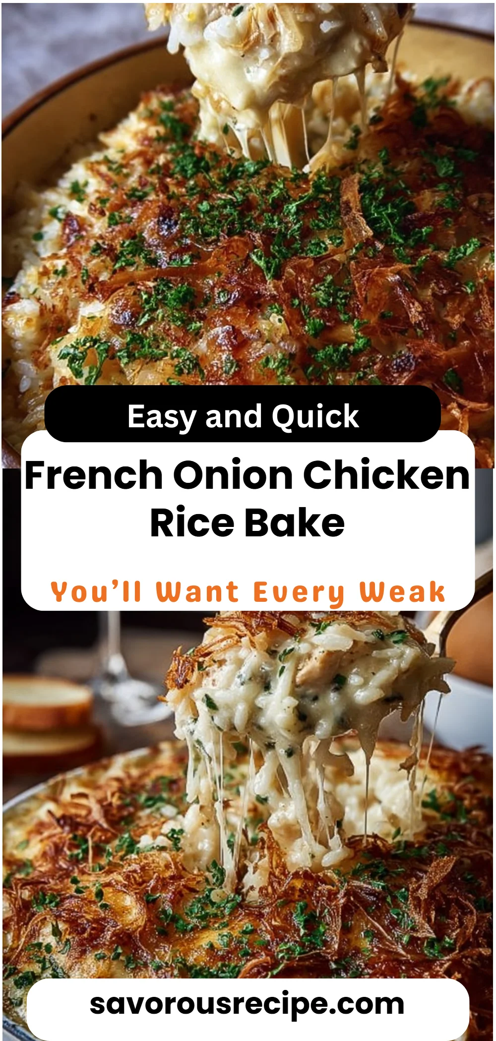 French Onion Chicken Rice Bake