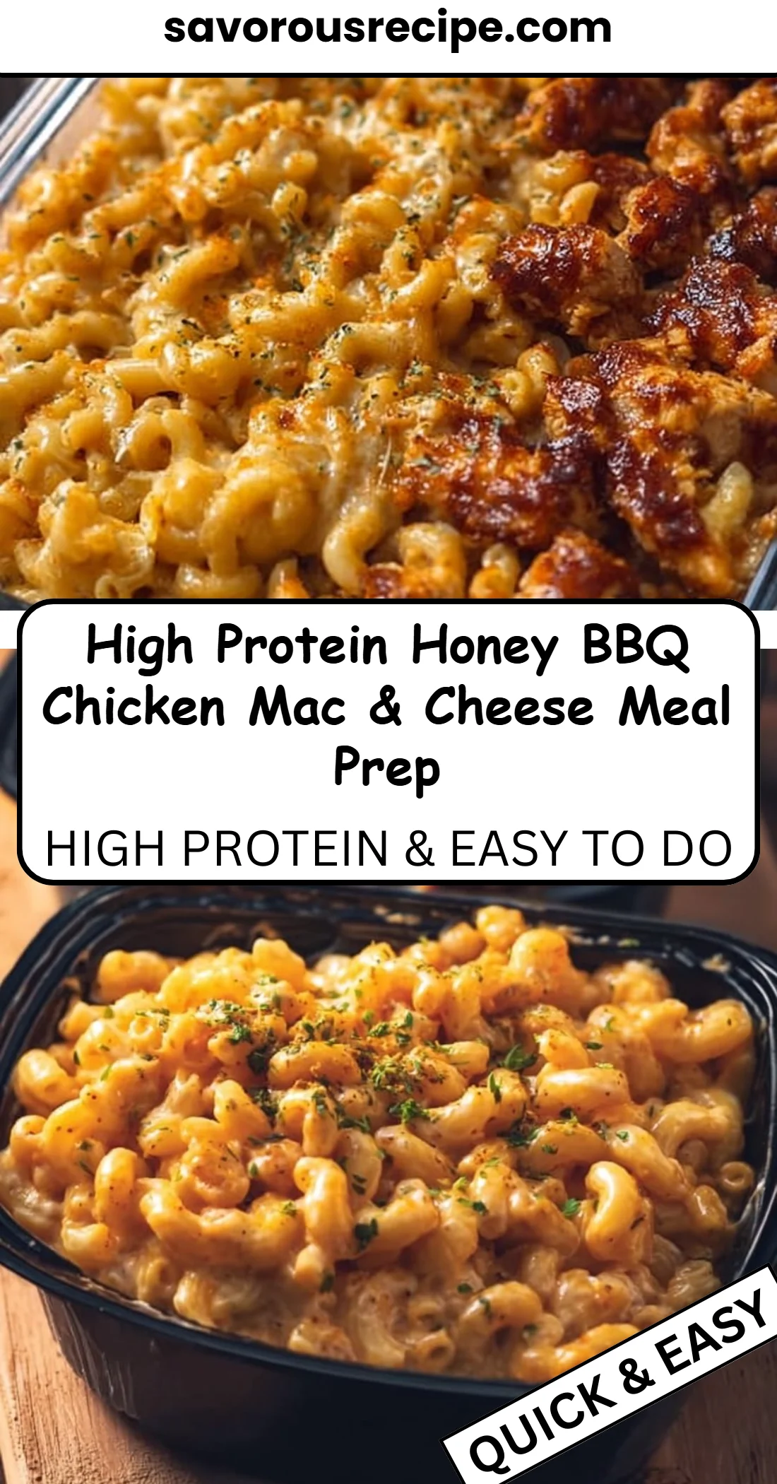 High Protein Honey BBQ Chicken Mac & Cheese Meal Prep