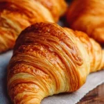 Homemade croissants fresh out of the oven, golden brown and flaky.