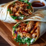 Honey BBQ Chicken Wrap with fresh ingredients wrapped in a tortilla