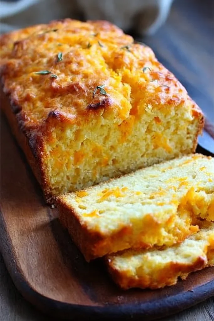 Irresistibly easy cheddar cheese quick bread fresh from the oven