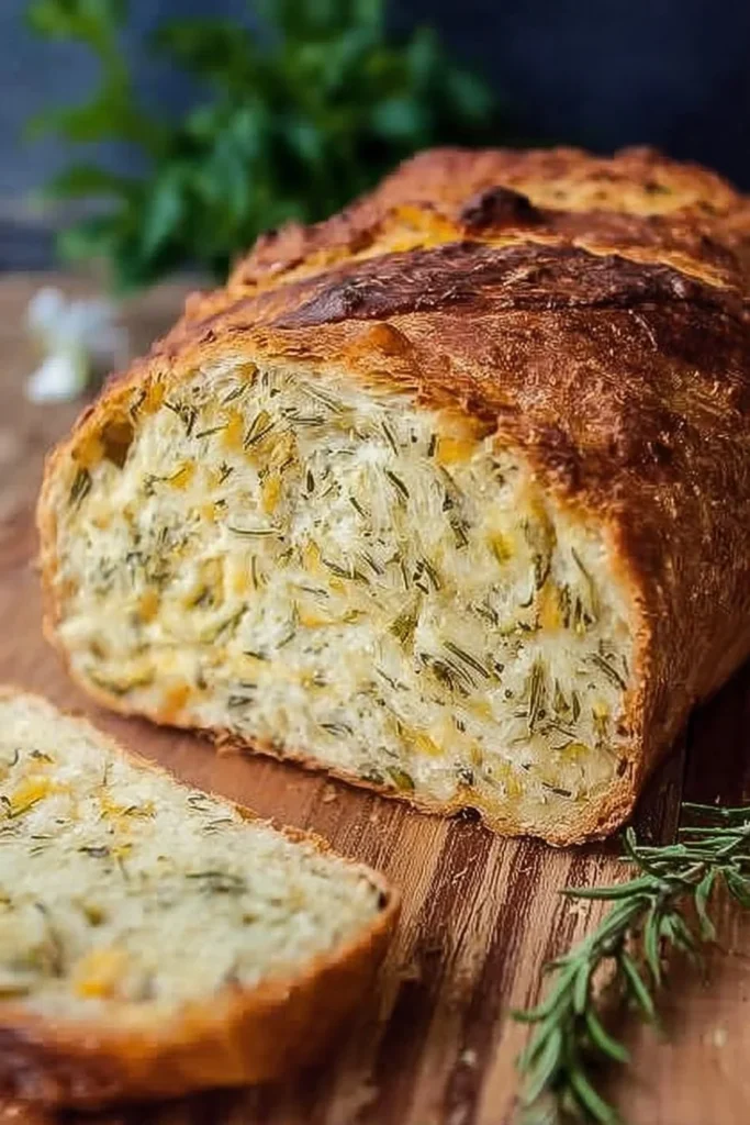 Sliced Italian Herbs and Cheese Bread fresh out of the oven