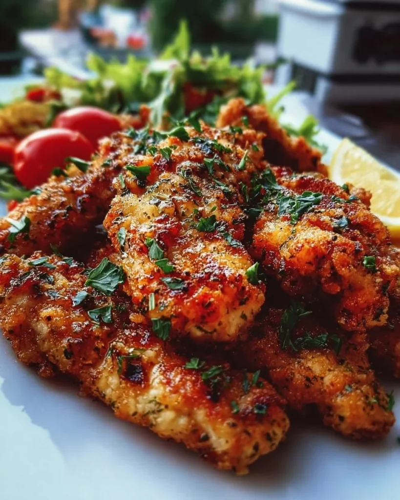 Delicious Mediterranean chicken tenders served with herbs and spices