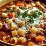 A bowl of Olive Garden Pasta with beans and herbs, showcasing delicious Italian cuisine.