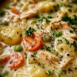 One Pot Gnocchi Chicken Pot Pie, a comfort food recipe in a bowl