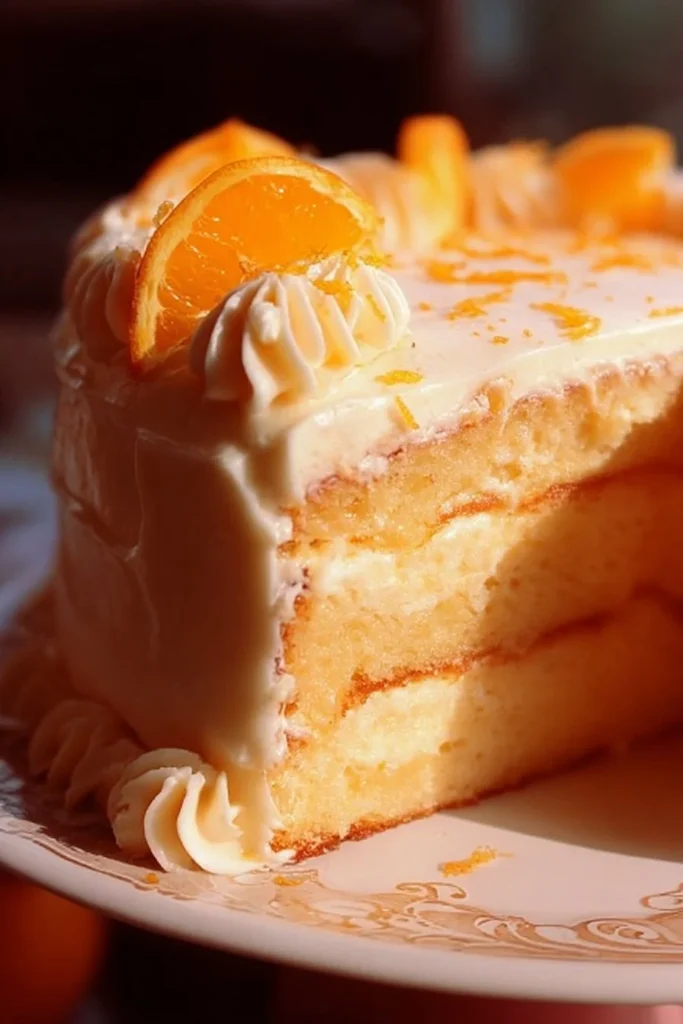 Delicious Orange Creamsicle Cake with vibrant orange frosting