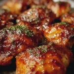 Delicious BBQ chicken thighs grilled to perfection on a BBQ grill