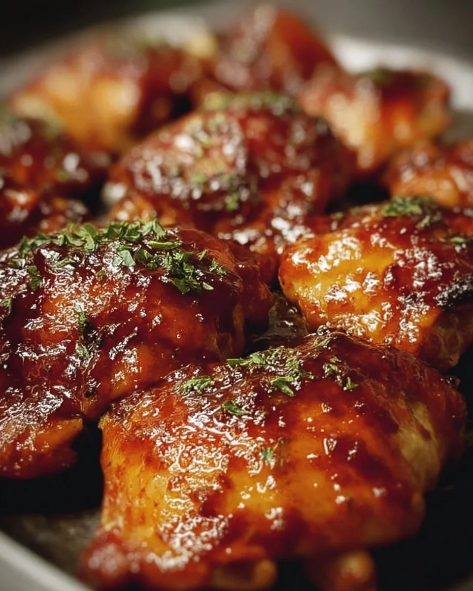Delicious BBQ chicken thighs grilled to perfection on a BBQ grill