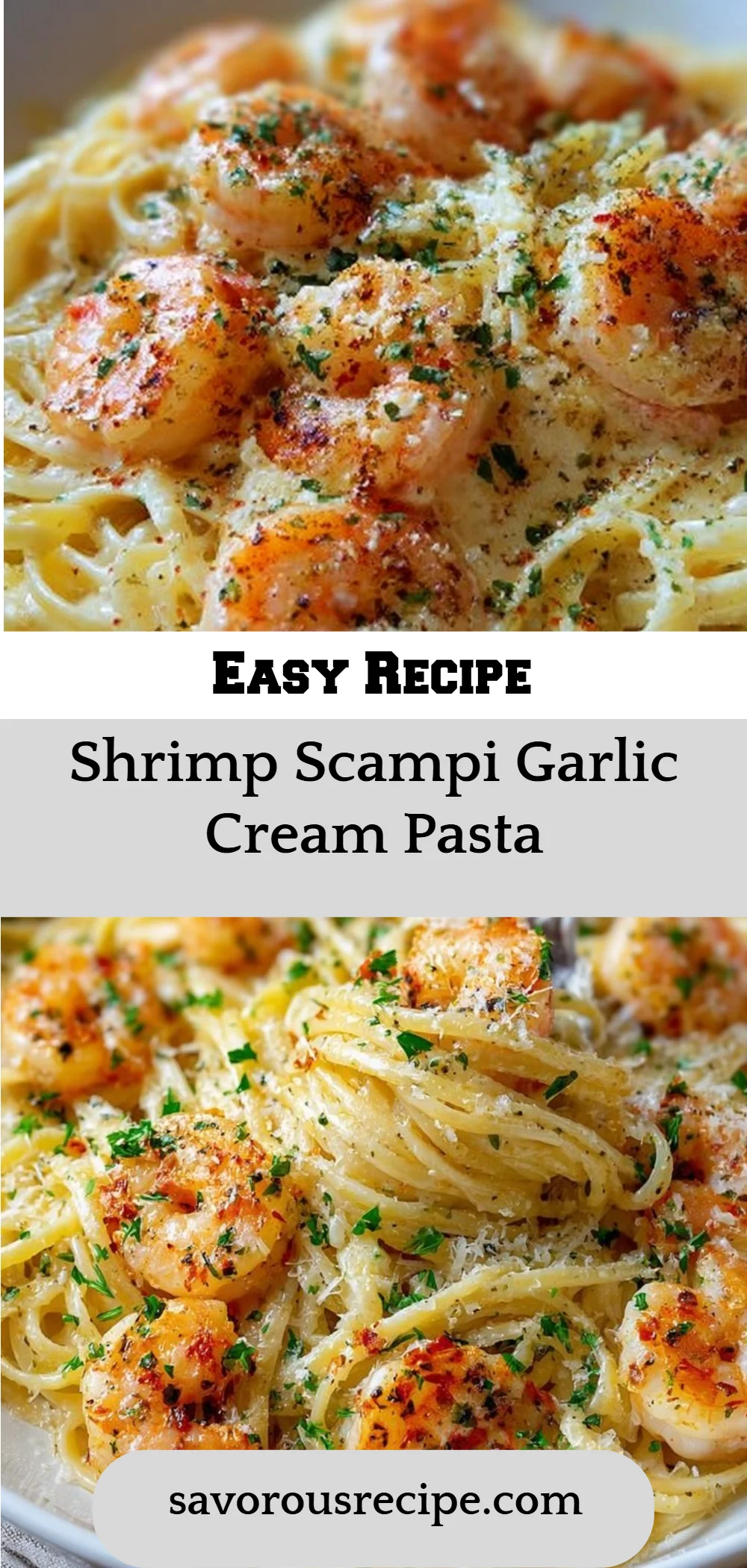 Shrimp Scampi Garlic Cream Pasta