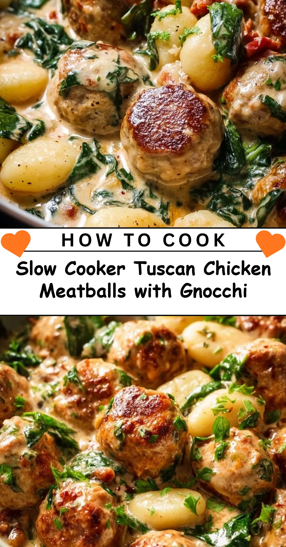 Slow Cooker Tuscan Chicken Meatballs with Gnocchi