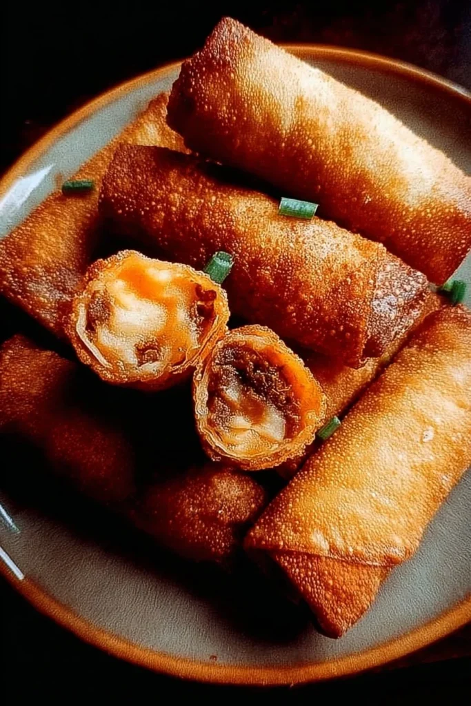 Delicious Southern-style crispy egg rolls served with dipping sauce.