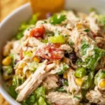 Delicious Southwest Chicken Salad with grilled chicken, beans, and veggies
