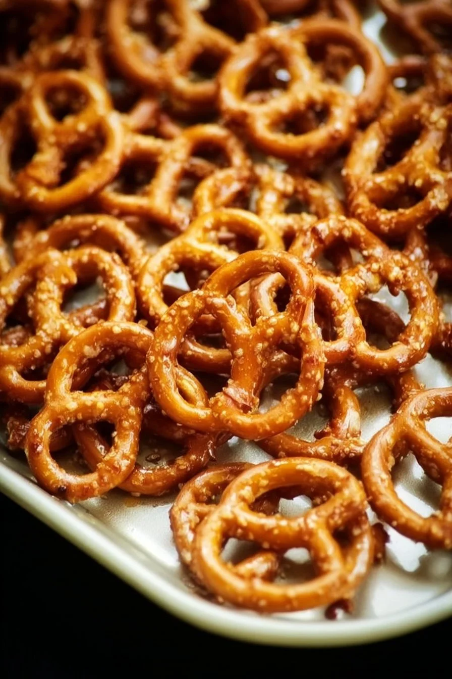 Delicious spicy pretzels served in a bowl, perfect for party snacking