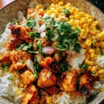 Delicious Street Corn Chicken Rice Bowl with fresh ingredients and vibrant flavors.