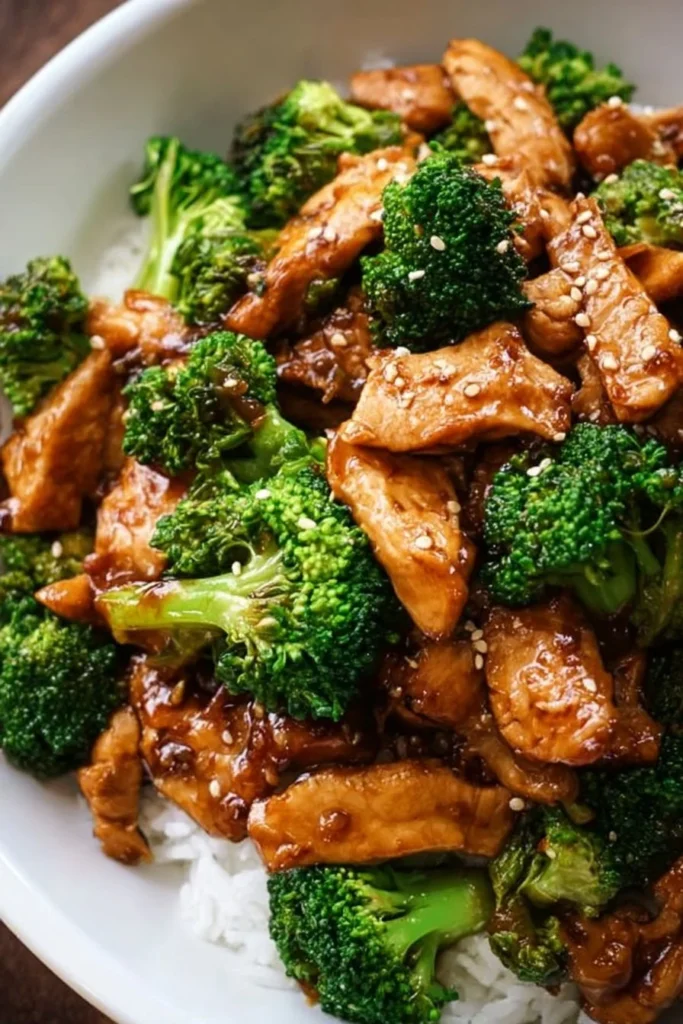 Sweet-Savory Chicken Broccoli Teriyaki dish served in a bowl with rice