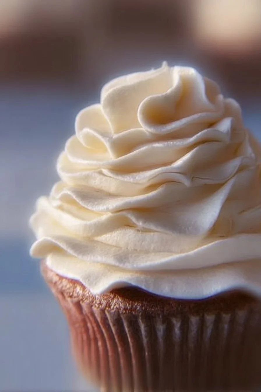 Vanilla American buttercream frosting in a bowl, perfect for cakes and cupcakes.