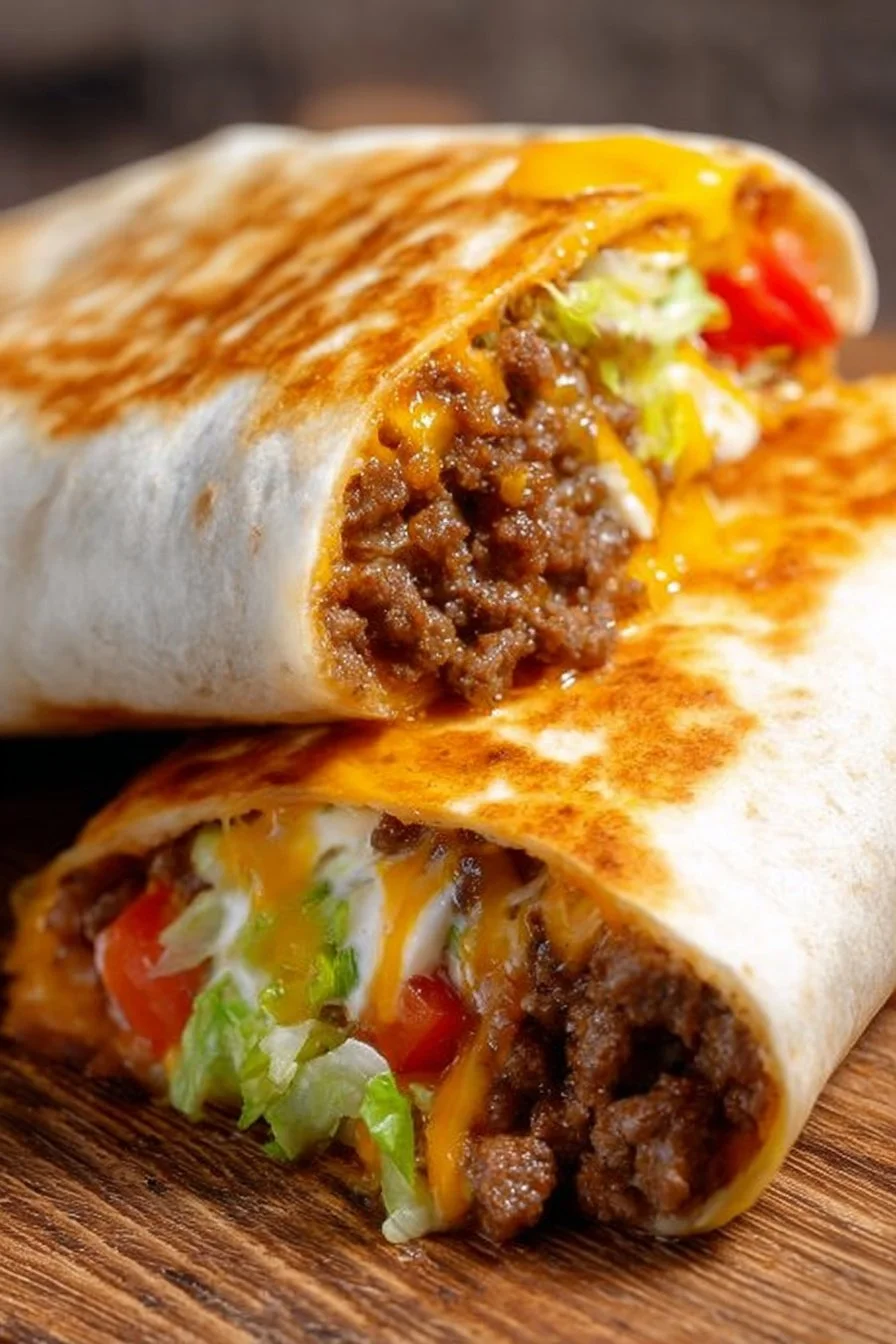 Weight Watchers Cheeseburger Crunch Wrap with fresh ingredients and lettuce