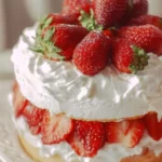 Delicious homemade strawberry shortcake with fresh strawberries and whipped cream