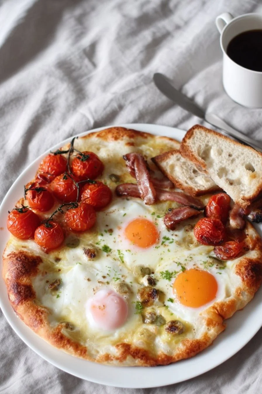 Delicious breakfast in bed served for Mother's Day