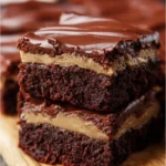 Delicious Buckeye Brownies with peanut butter and chocolate layers