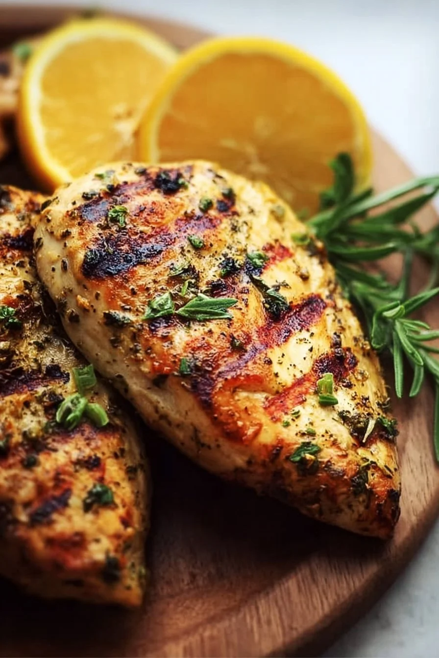 Citrus Dijon grilled chicken marinated and ready for the grill