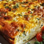 Cottage Cheese Egg Bake served on a plate, garnished with herbs.