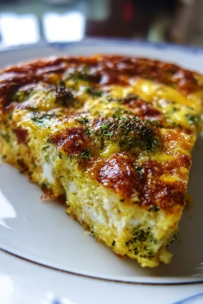Delicious crustless quiche served with fresh vegetables