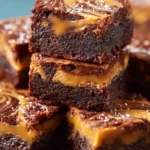 Decadent caramel swirl brownies with rich chocolate and caramel drizzle