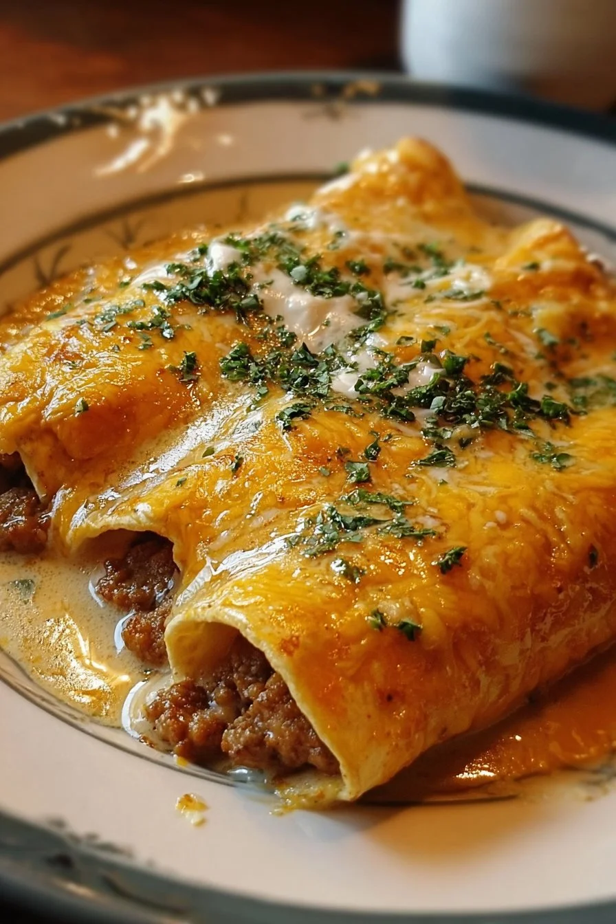 Delicious breakfast enchiladas topped with savory sausage gravy.