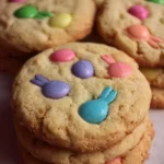 Festive Easter M&M Cookies with vibrant colors and chocolate candies