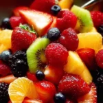 Bowl of easy fruit salad with a mix of fresh fruits