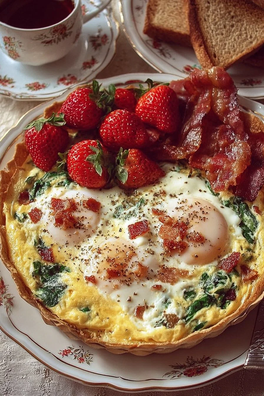 Elegant fancy brunch dish garnished with fresh herbs and served on a beautiful plate