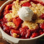 Freshly baked strawberry cobbler with a golden crust and juicy strawberries