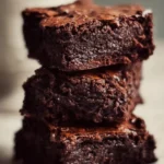 Delicious fudgy homemade brownies on a plate with a chocolate drizzle