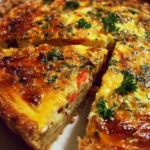 Golden Veggie Quiche with fresh vegetables and a flaky crust