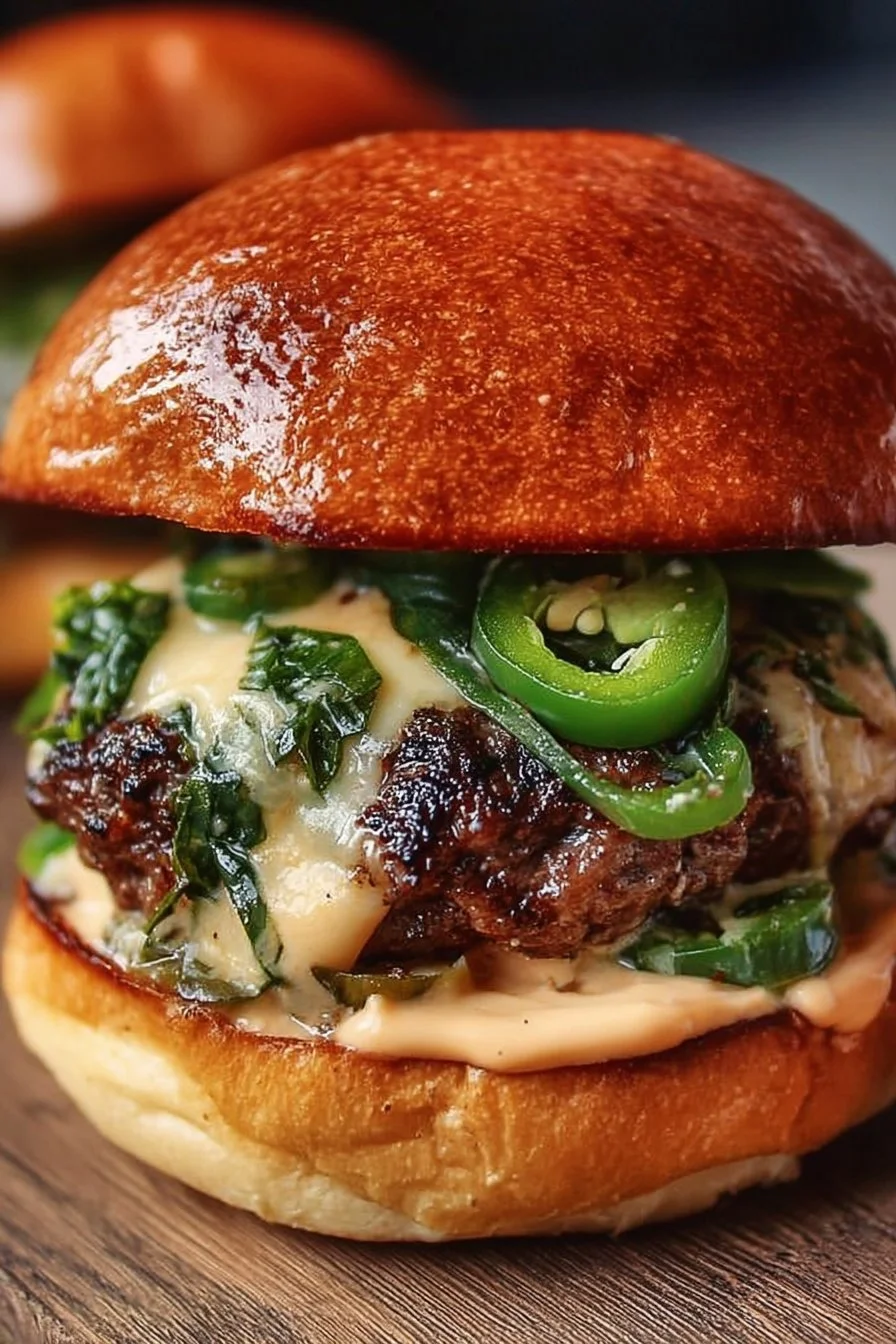 Delicious Jalapeño-Onion Smash Burger served with fresh toppings