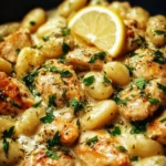 Creamy Lemon Chicken Gnocchi served in a bowl with fresh herbs