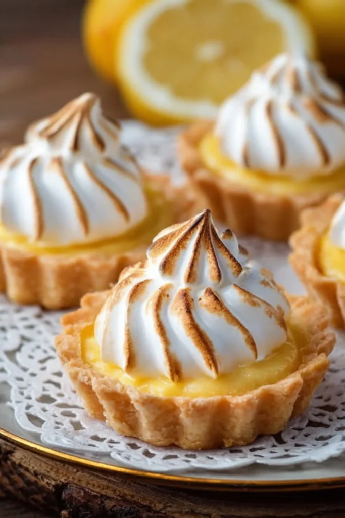 Delicious homemade lemon meringue tartlets with a golden meringue topping