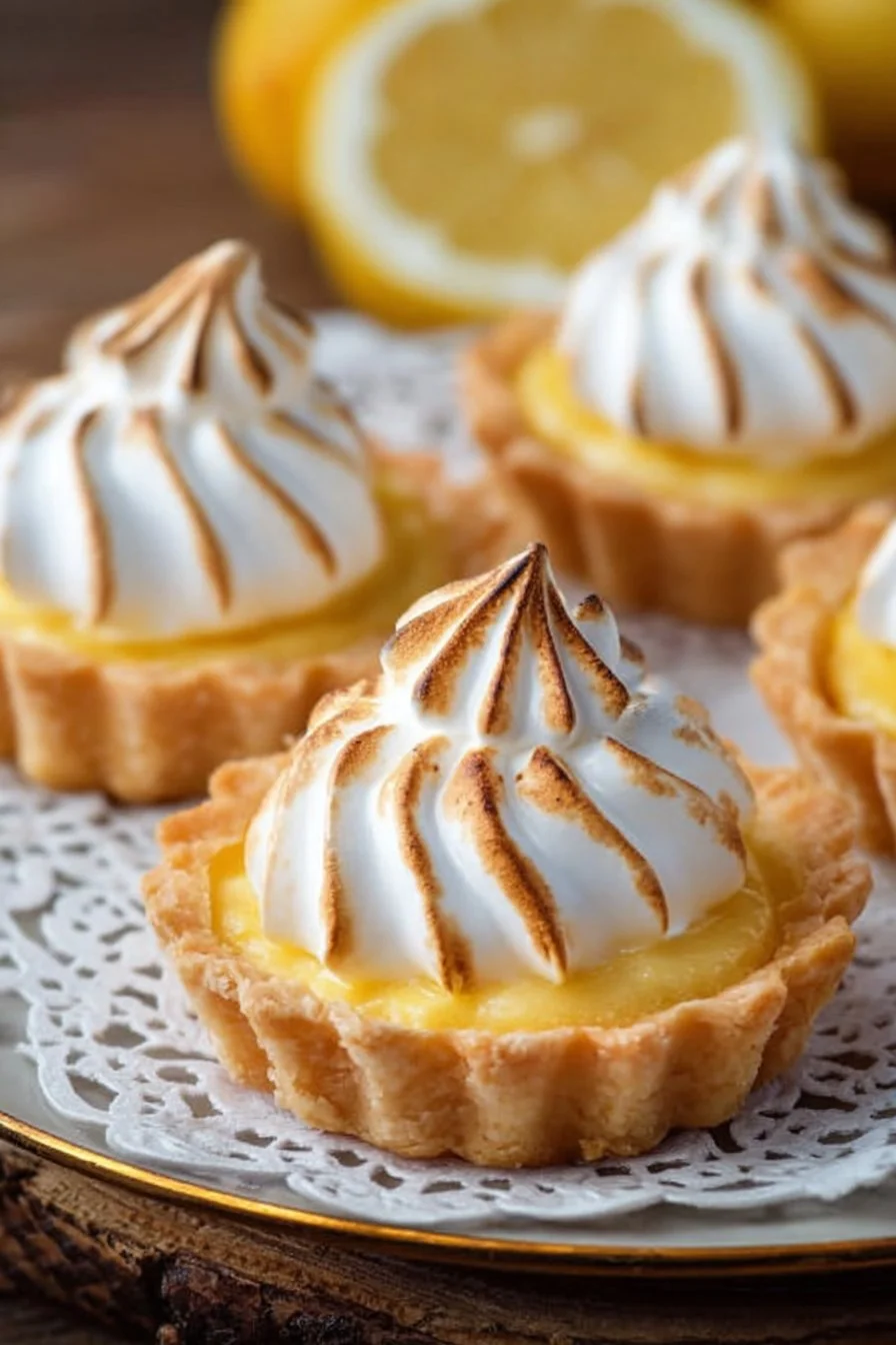 Delicious homemade lemon meringue tartlets with a golden meringue topping