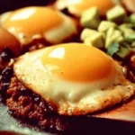 Delicious Ranch Style Eggs served on a plate with fresh herbs