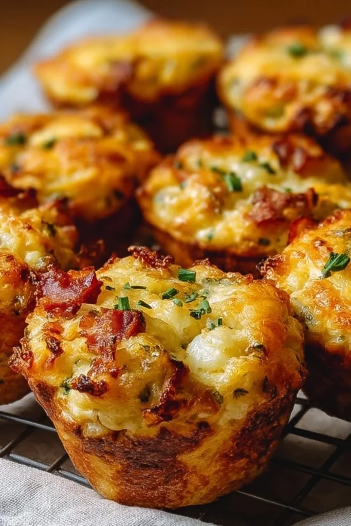 Savory Breakfast Muffins featuring ingredients like cheese and herbs for a tasty morning treat.