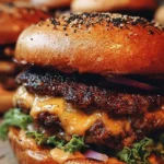 Delicious Smoked Cajun Cheese Burgers served with toppings and sides