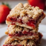 Healthy Strawberry Oatmeal Bars with fresh strawberries and rolled oats