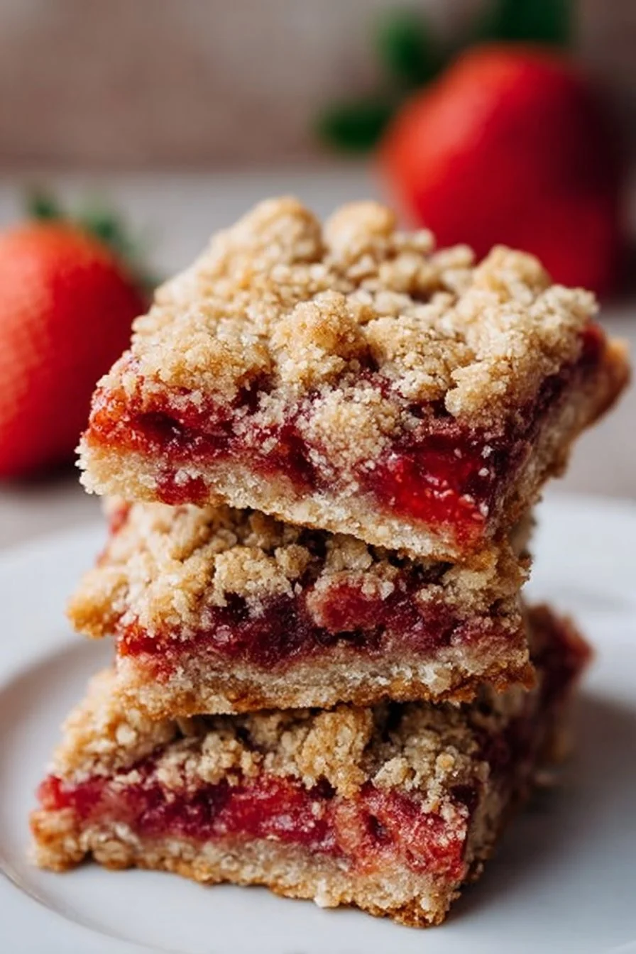 Healthy Strawberry Oatmeal Bars with fresh strawberries and rolled oats