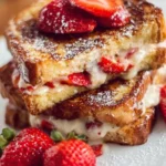 Deliciously prepared Stuffed French Toast with berry filling and powdered sugar