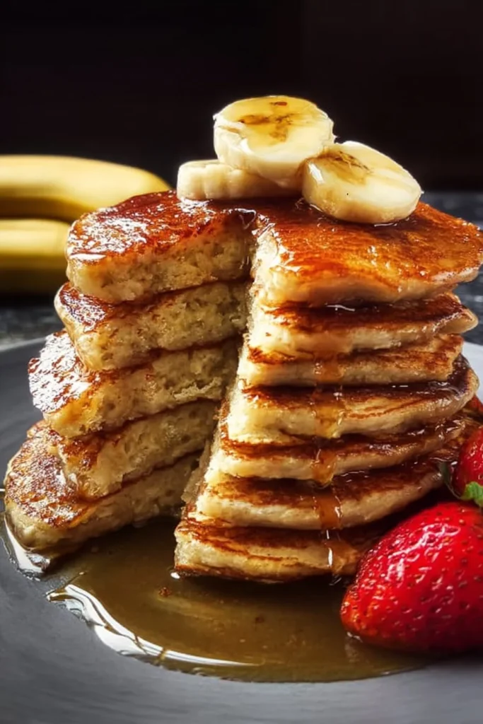 Delicious homemade banana pancakes stacked on a plate
