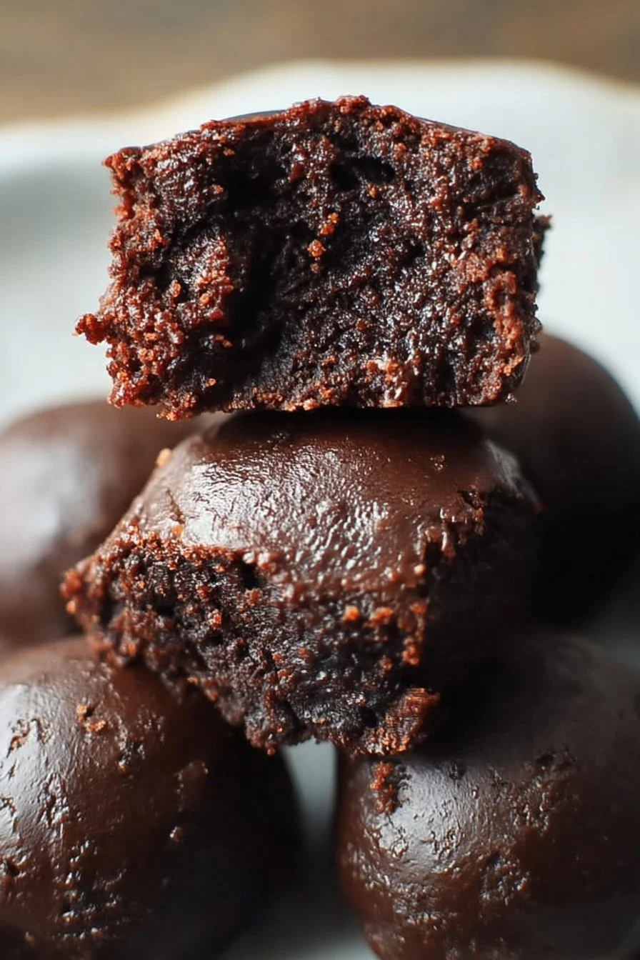 Delicious 3 ingredient brownies ready to be enjoyed with a glass of milk.