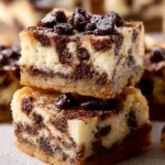 4-Ingredient Cookie Dough Cheesecake Bars with cookie dough topping
