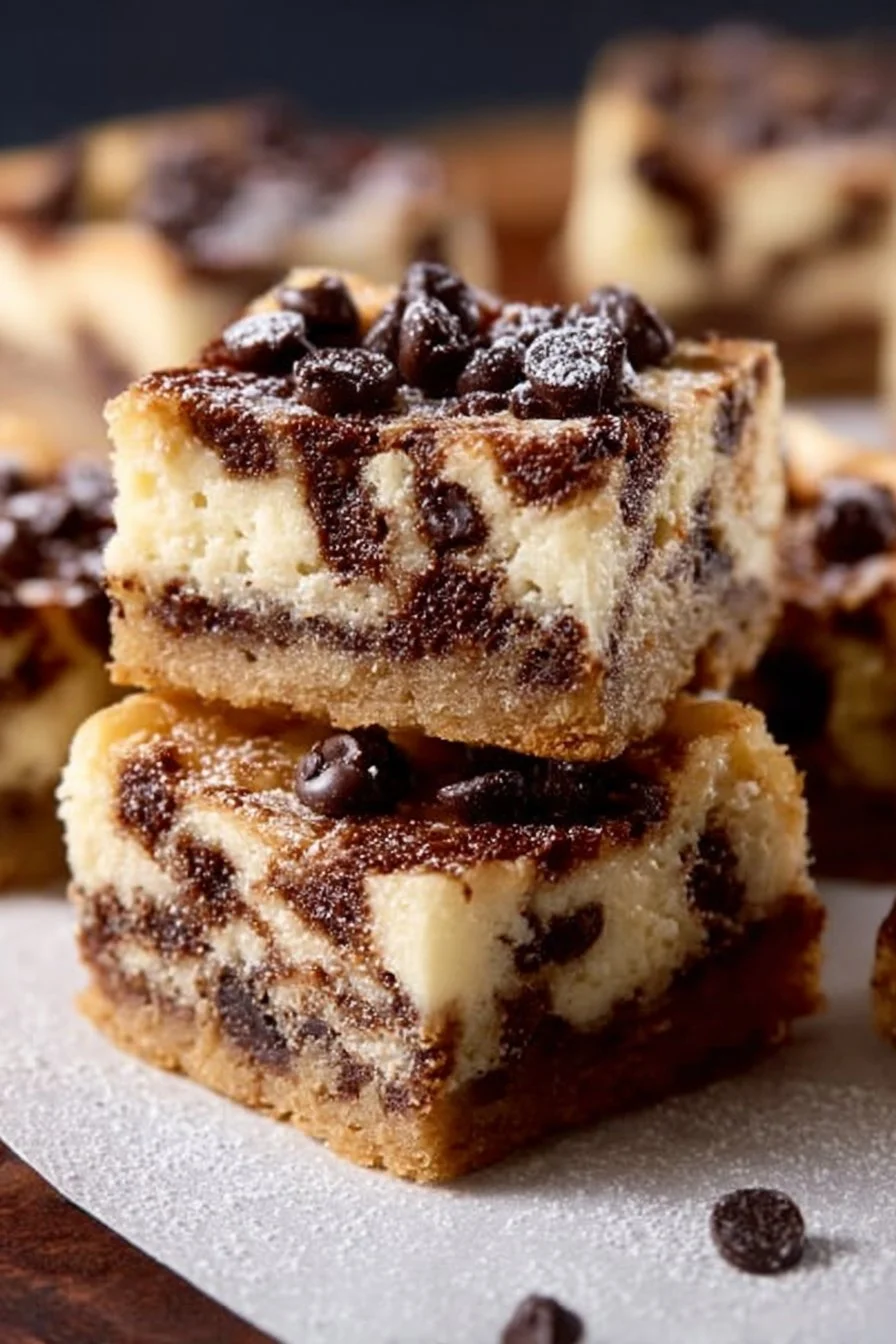 4-Ingredient Cookie Dough Cheesecake Bars with cookie dough topping