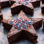 Star shaped brownies decorated for 4th of July celebration